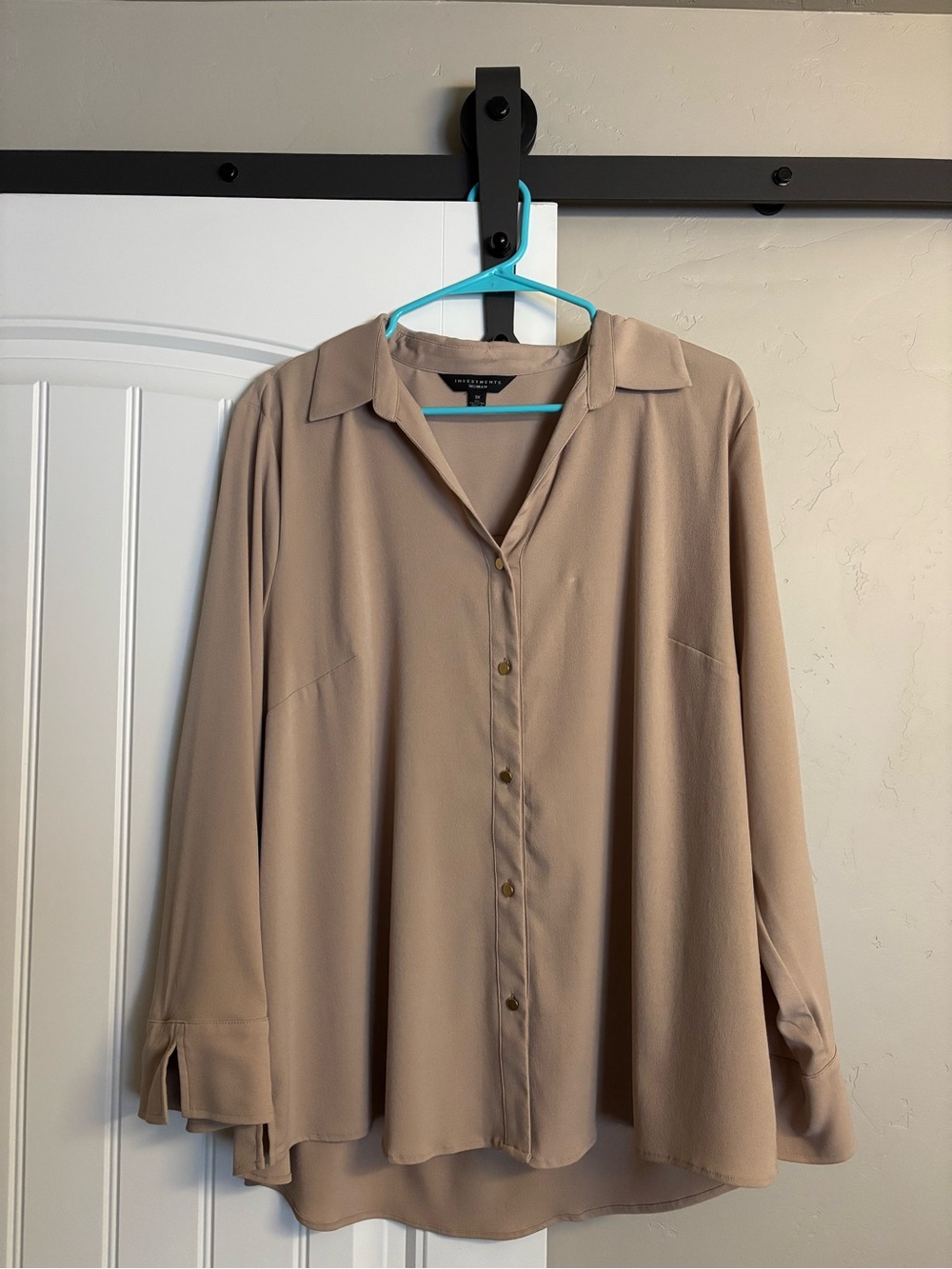 Investments Beige Button-Front Blouse